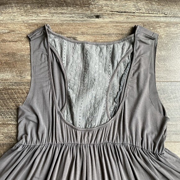 POL Button Front Sleeveless Raw Hem Racerback Top Grey Small - Picture 9 of 10